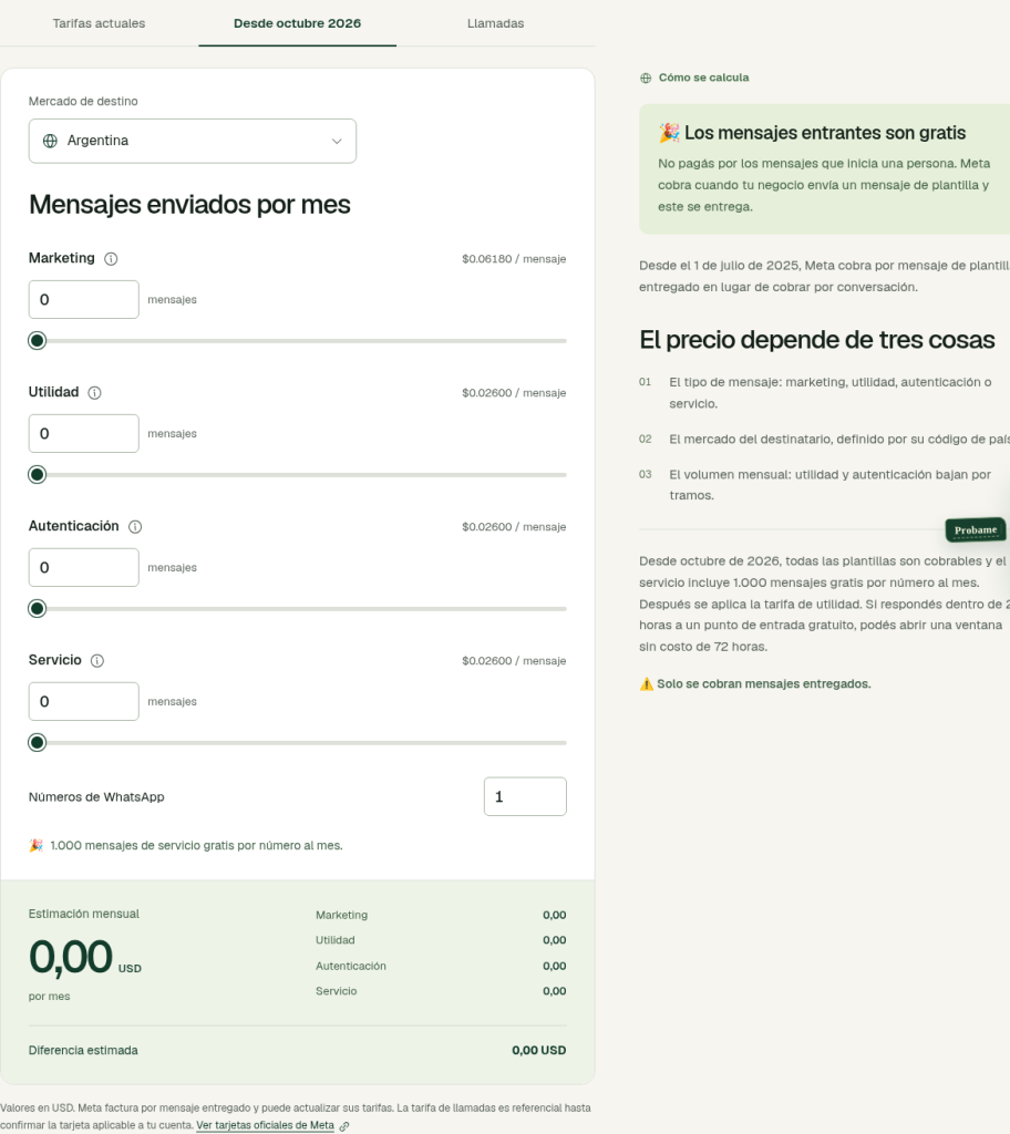 Calculadora de Waply en modo Desde octubre 2026 con mercado Argentina